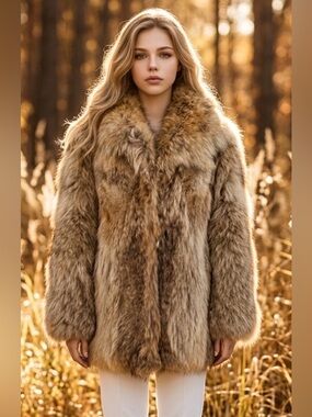 Vintage Elegant Coyote Fur Jacket
